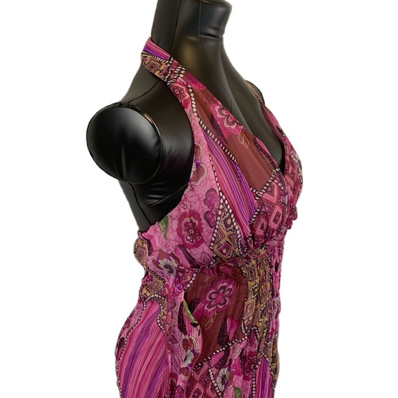 Bisou Bisou Halter Style Asymmetric Midi Dress Pink Women's Size 8 - Picture 7 of 11